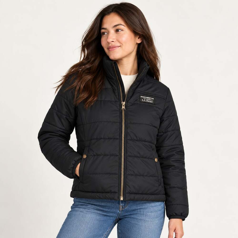 LL Bean Womens Small Petite Mountain Classic Puffer Jacket Black Insulated